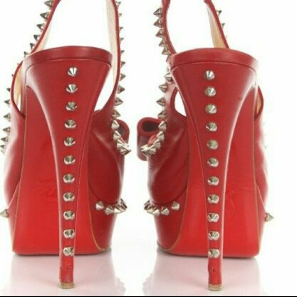 Christian Loubuiton Spiked peep toe stilletos - Picture 2 of 3